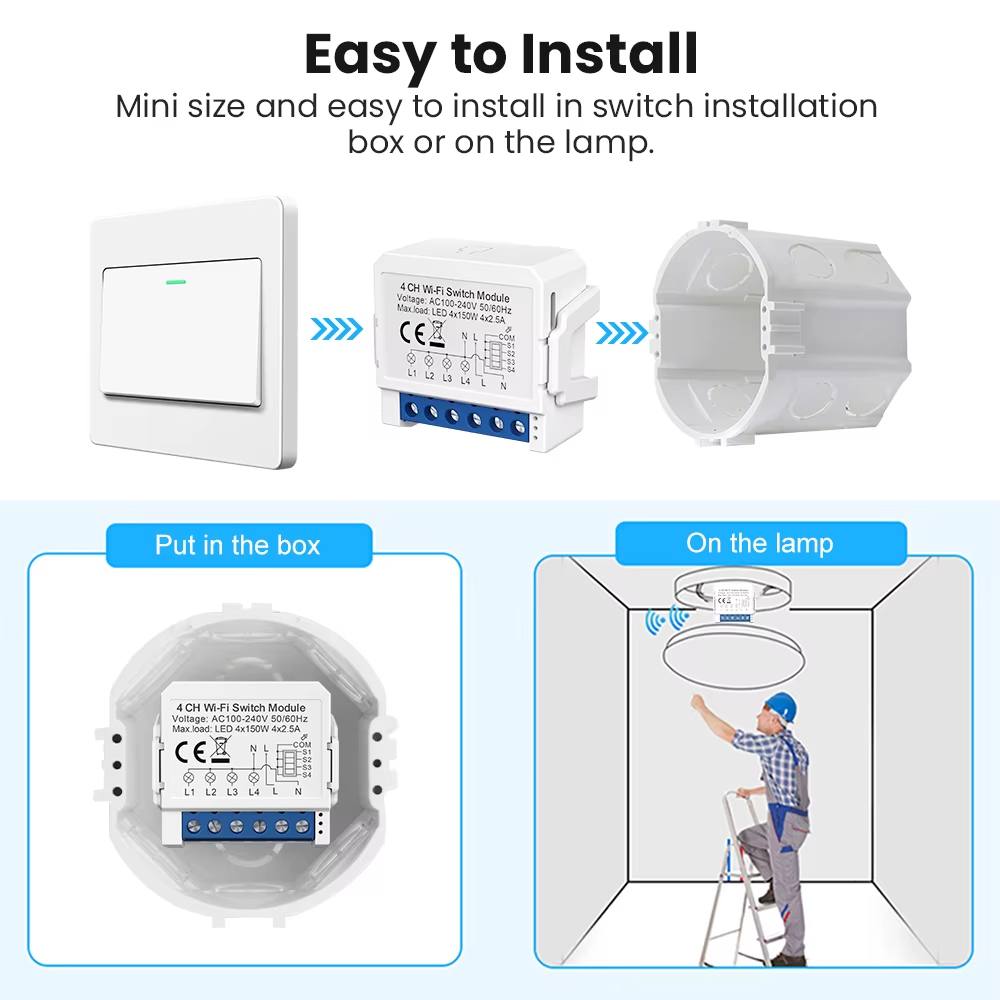 WSM16 Tuya WiFi وحدة تبديل ذكي - مراجعة Tuya 4 Channel وسعره
