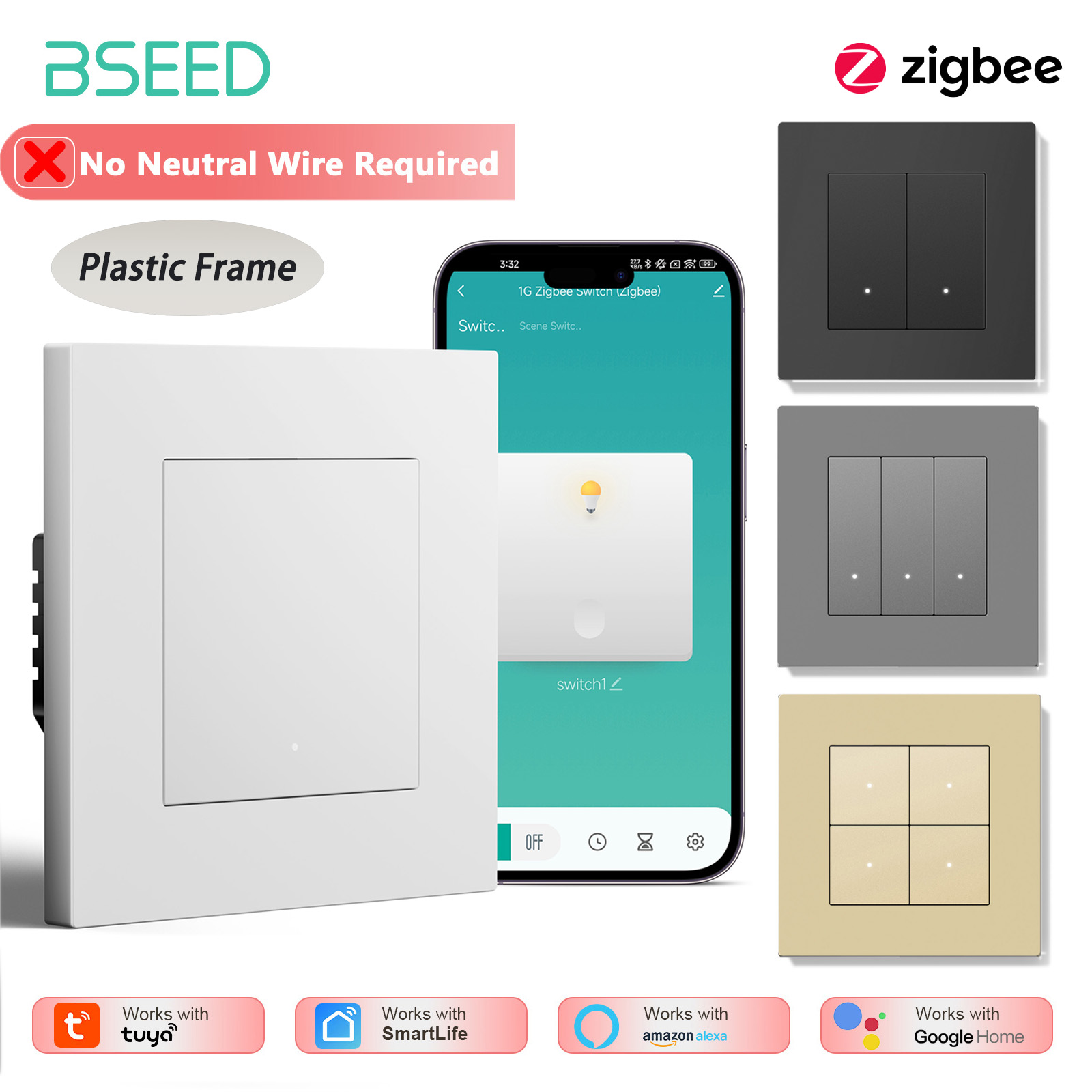 مفتاح إضاءة ذكي BSEED بـ 1/2/3 - مراجعة Tuya 4 Channel وسعره