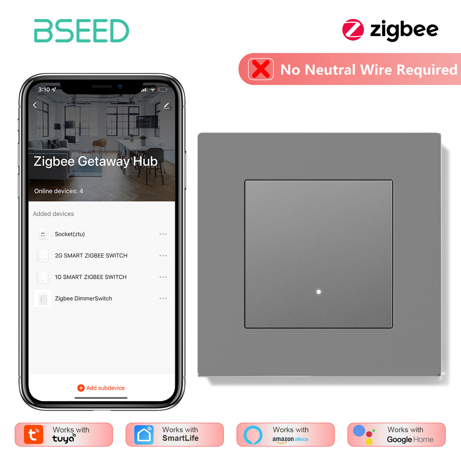 مفتاح إضاءة ذكي BSEED بـ 1/2/3 - مراجعة Tuya 4 Channel وسعره