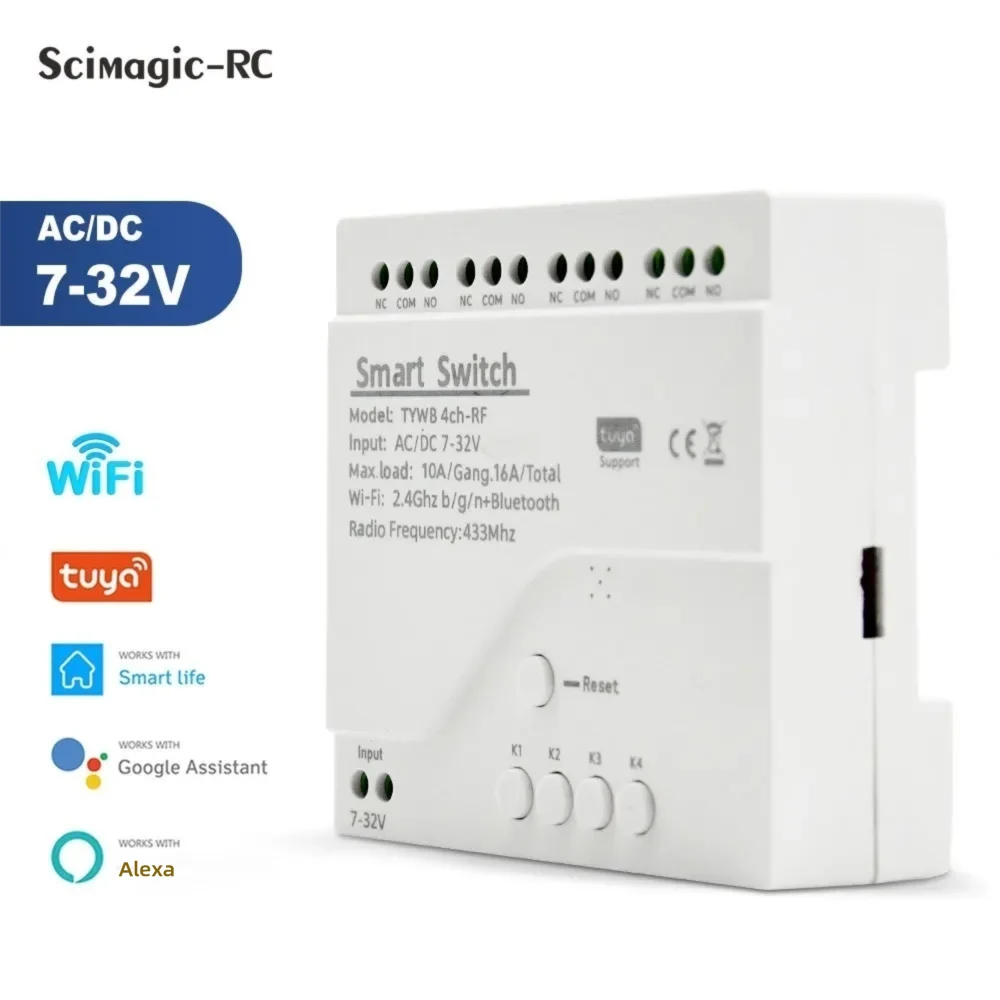 Tuya Smart WiFi 7-32V 85-250V  - مراجعة Tuya 4 Channel وسعره